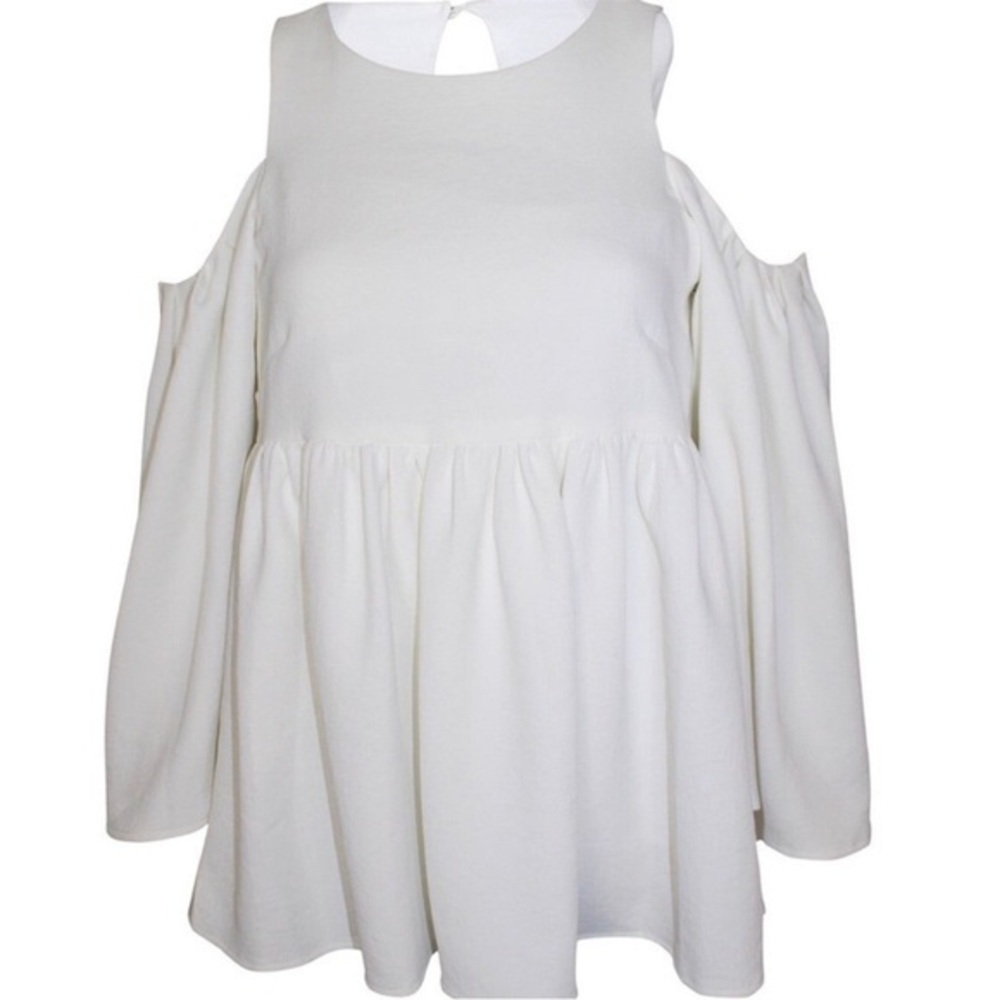 Hunter Bell Blouse Noel Top Cold Shoulder Open Back in White
